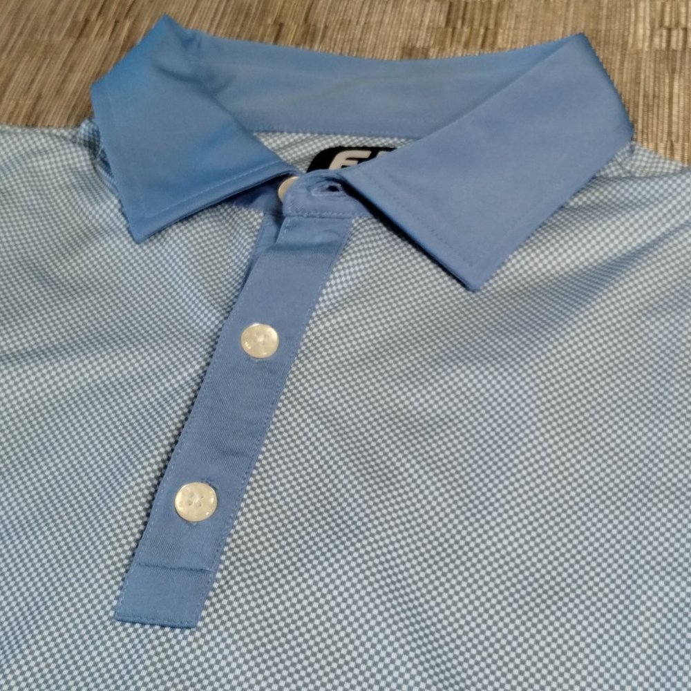 FootJoy Blue /White Checkerboard pattern Golf Shirt  Size L
